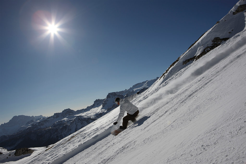 Snowboarding in the Dolomites
